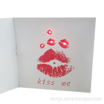 Music wedding card, give visitor permanent and lovely impression, with voice and LED light